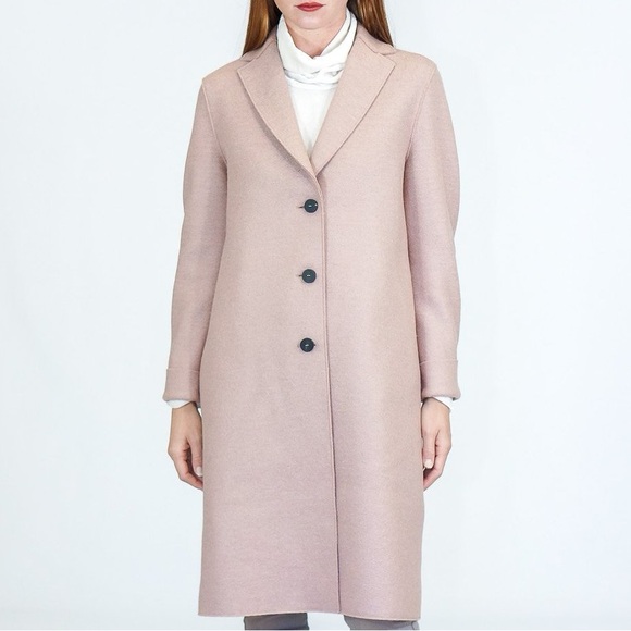 Harris Wharf London Jackets & Blazers - Harris Wharf London Wool Coat Women’s Size Medium Pink Nude Long Overcoat Fleece